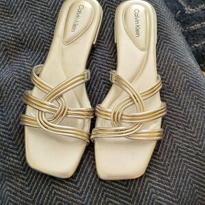 Calvin Klein Gold&Silver Strappy Women's Sandals Sz9